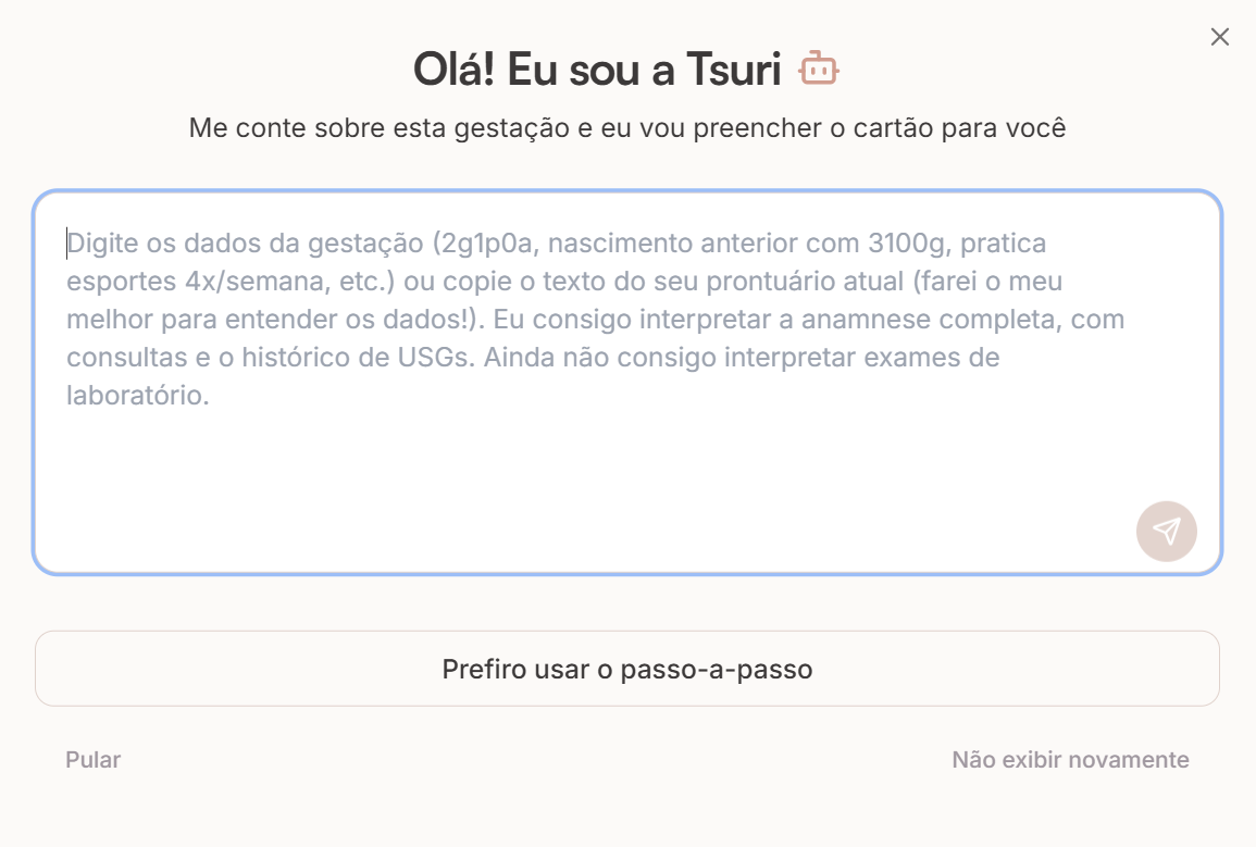 Interface da Tsuri — IA de preenchimento de gestações
